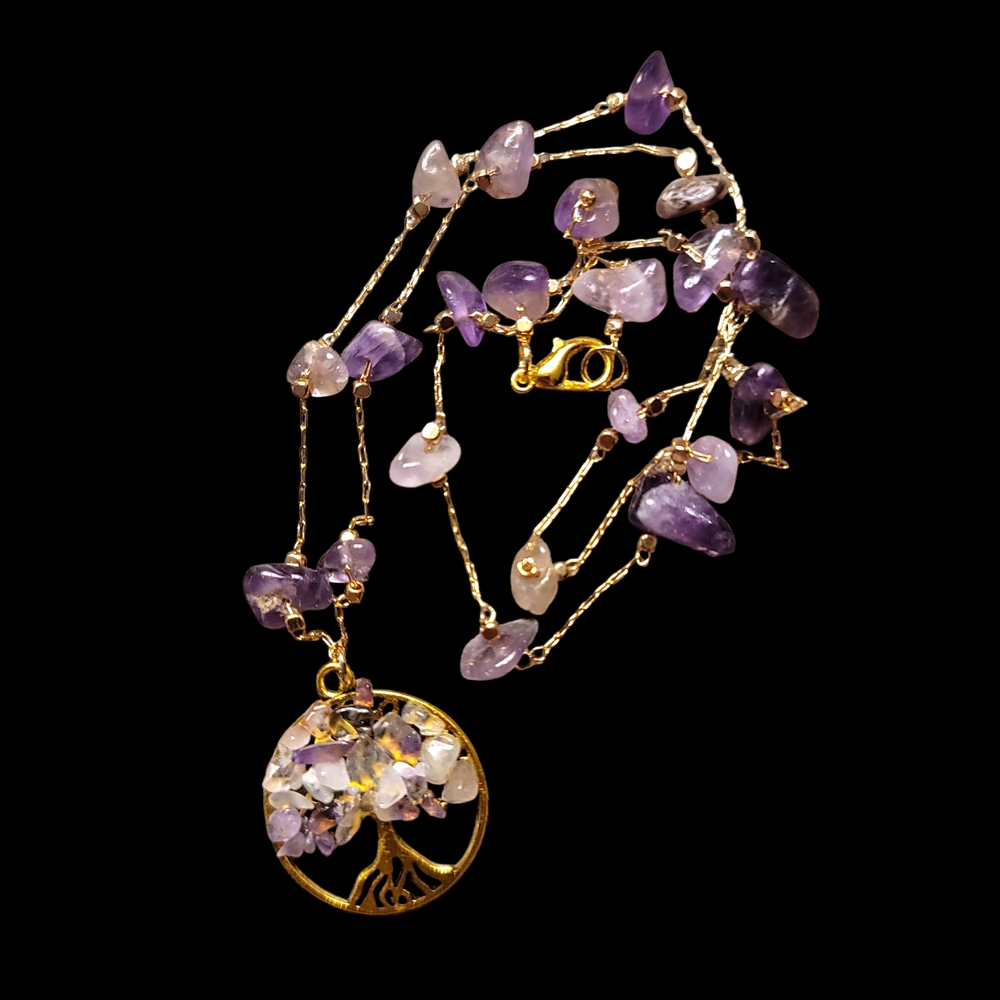 Handcrafted Amethyst Tree of Life Necklace
